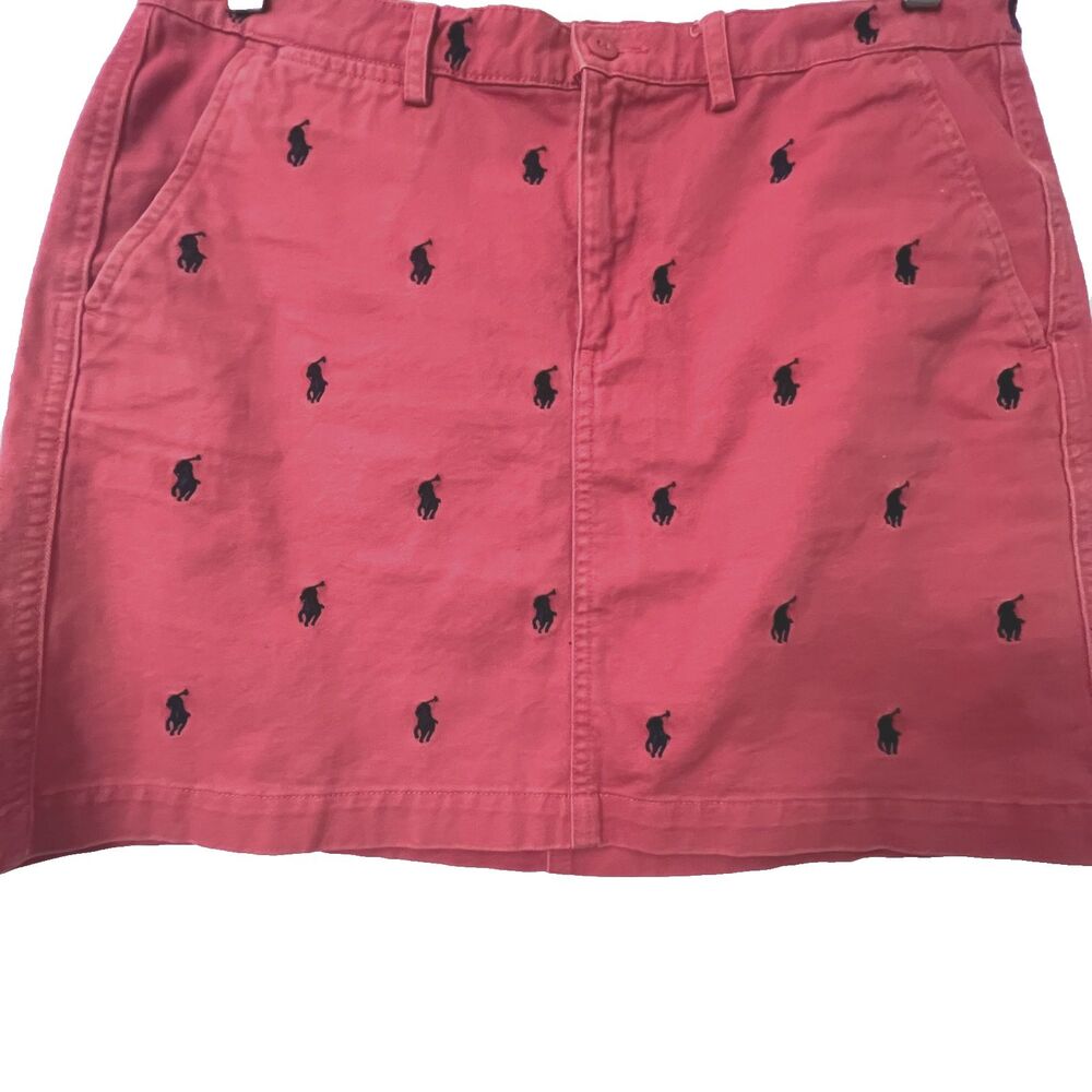 Ralph Lauren Sport Mini Skirt 8 Embroidered Nantucket Red Navy Pony